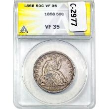 1858 Seated Liberty Half Dollar ANACS VF35