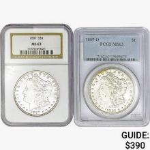 1885&1887 [2] Morgan Silver Dollar PCGS/NGC MS63