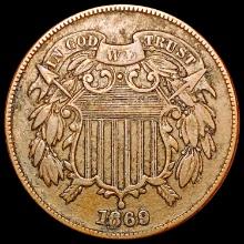 1869 Two Cent Piece NEARLY UNCIRCULATED