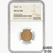 1907 Indian Head Cent NGC MS62 BN