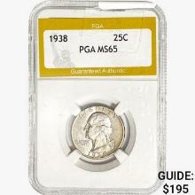 1938 Washington Silver Quarter PGA MS65
