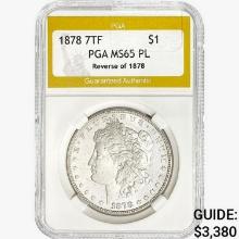 1878 7TF Morgan Silver Dollar PGA MS65 PL REV 78