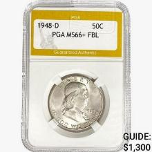1948-D Franklin Half Dollar PGA MS66+ FBL