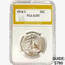 1918-S Walking Liberty Half Dollar PGA AU55