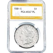 1881-S Morgan Silver Dollar PGA MS67 PL