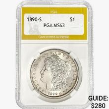 1890-S Morgan Silver Dollar PGA MS63