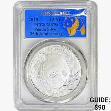 2018 Silver Panda 10 Yuan PCGS MS70 35th ANNIV.