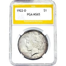 1922-D Silver Peace Dollar PGA MS65