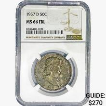 1957-D Franklin Half Dollar NGC MS66 FBL