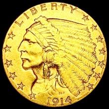 1914-D $2.50 Gold Quarter Eagle CLOSELY UNCIRCULAT