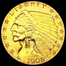 1908 $2.50 Gold Quarter Eagle CLOSELY UNCIRCULATED