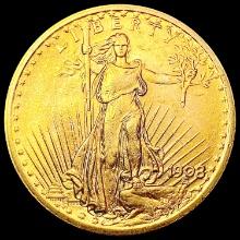 1908 No Motto $20 Gold Double Eagle GEM BU