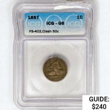 1857 Flying Eagle Cent ICG G6