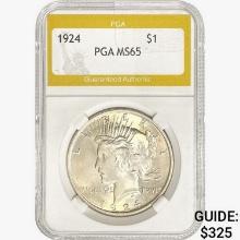 1924 Silver Peace Dollar PGA MS65