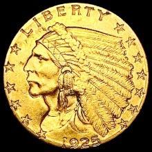 1925-D $2.50 Gold Quarter Eagle CLOSELY UNCIRCULAT