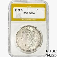 1921-S Morgan Silver Dollar PGA MS66