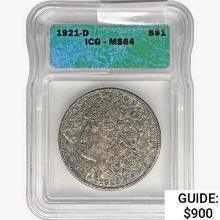 1921-D Morgan Silver Dollar ICG MS64