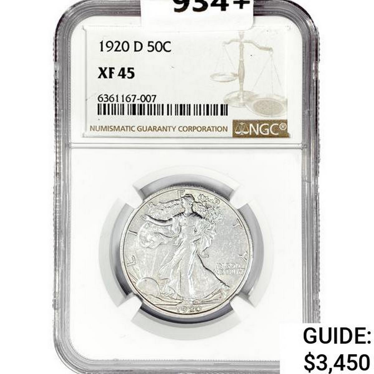 1920-D Walking Liberty Half Dollar NGC XF45