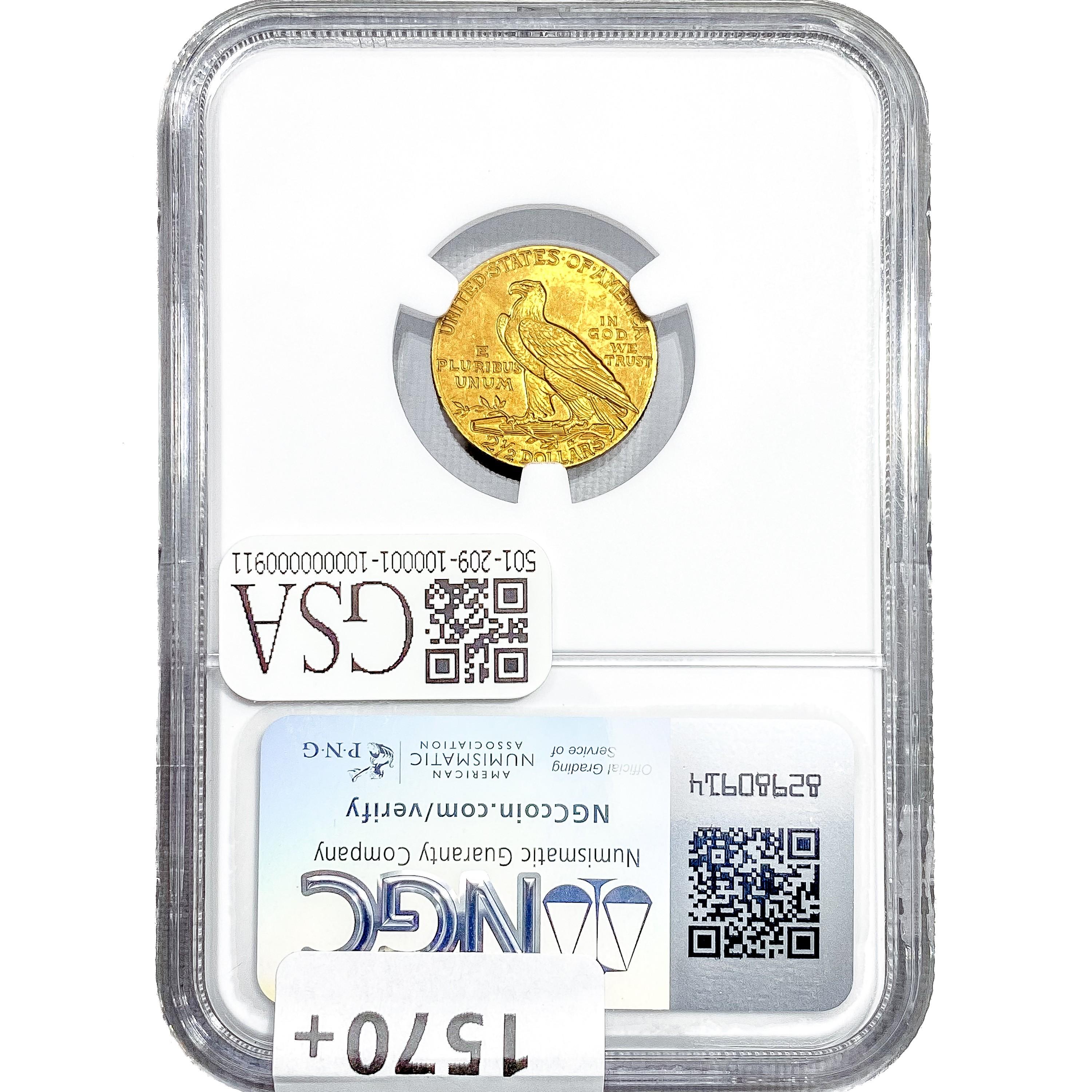 1911 $2.50 Gold Quarter Eagle NGC MS64