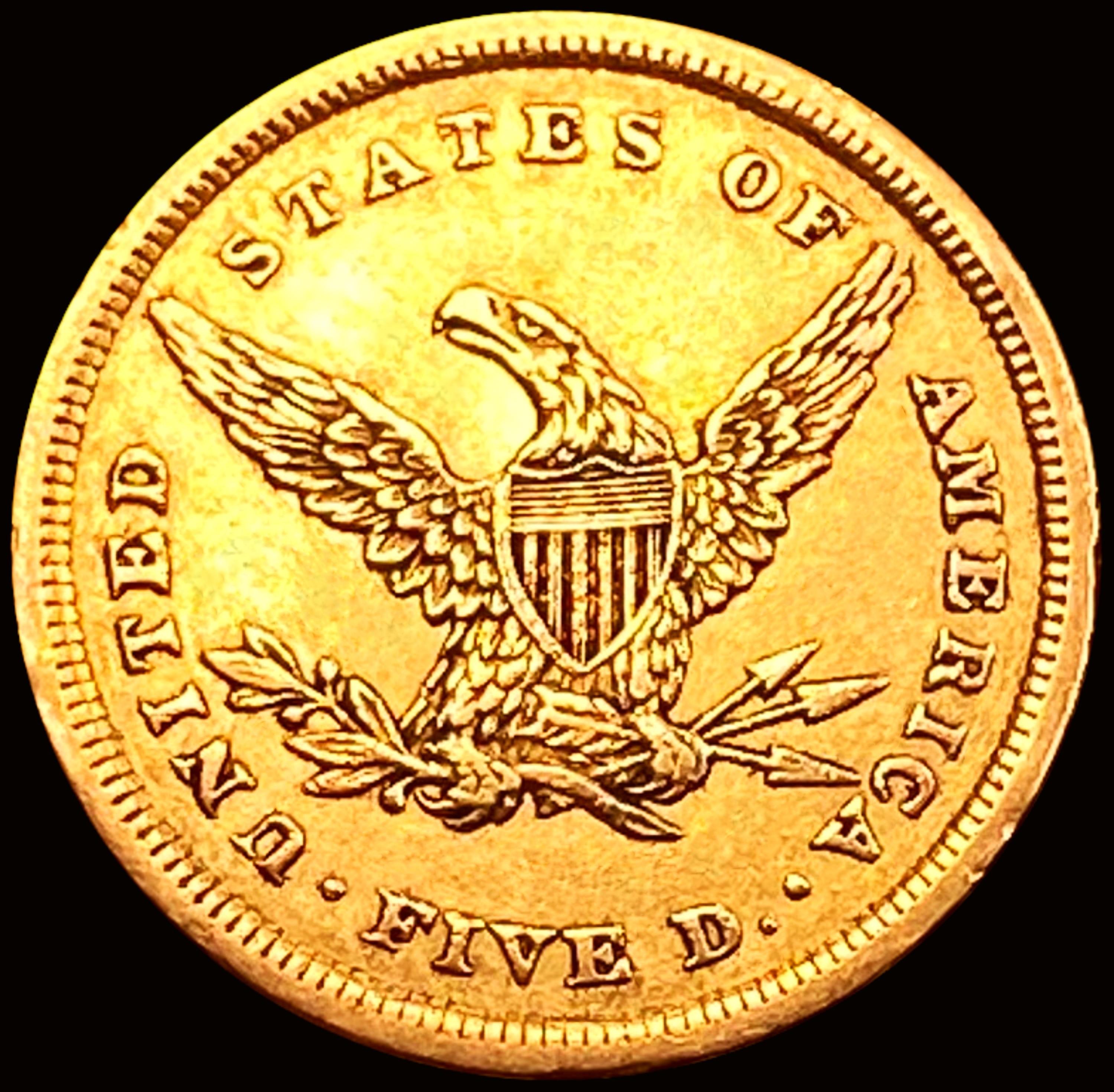 1839 $5 Gold Half Eagle CHOICE AU