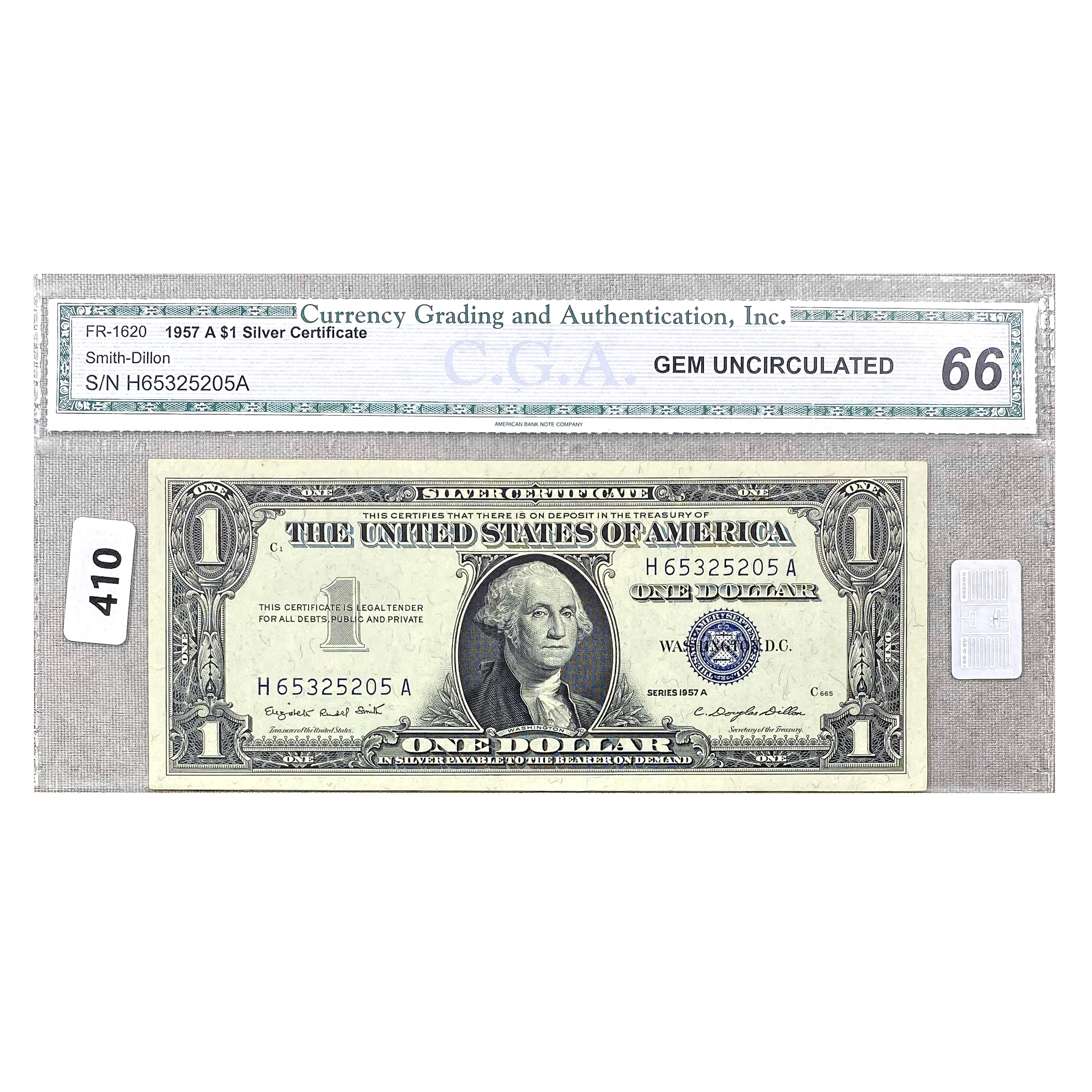 1957 $1 US Silver Certificate CGA GEM UNC66