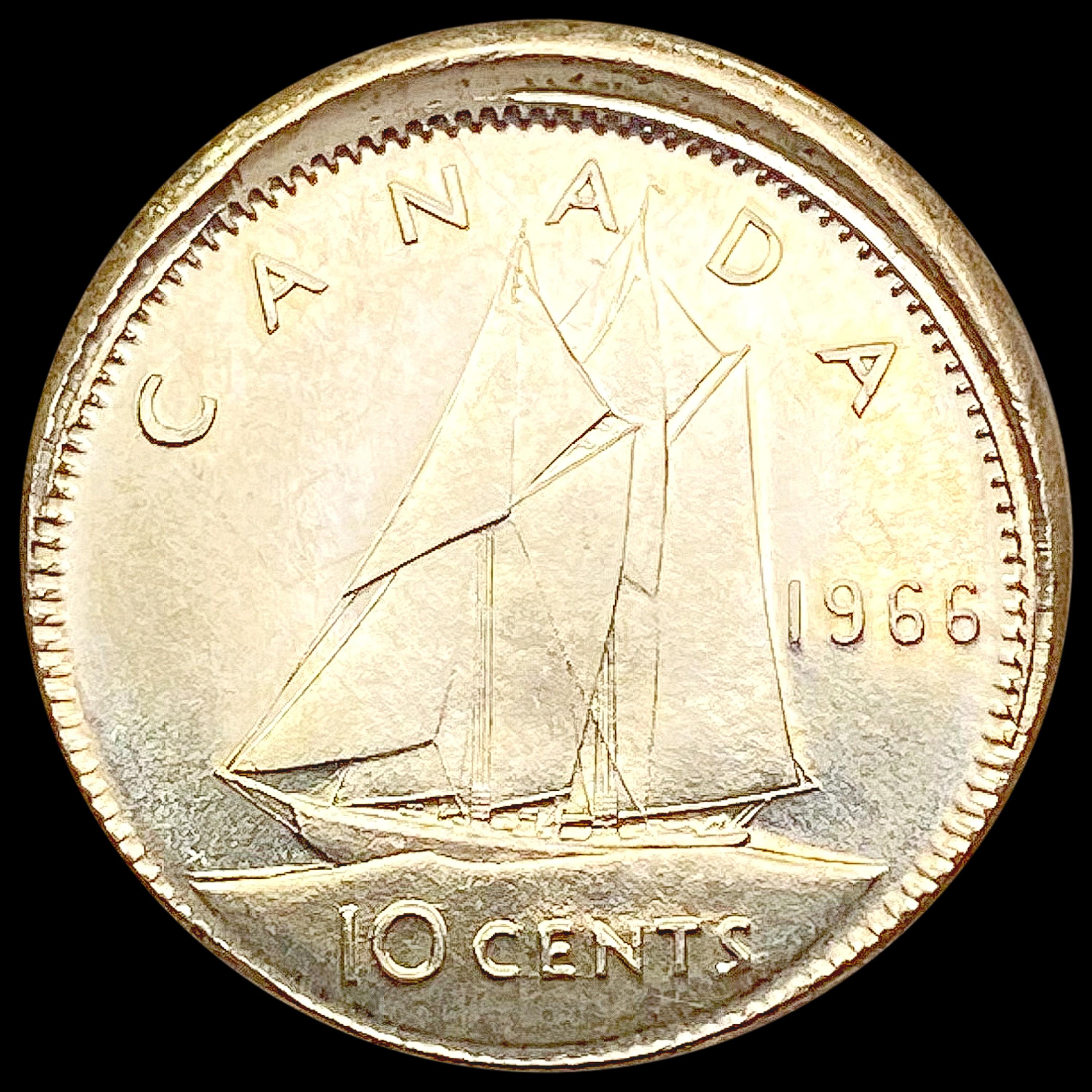 1966 Error Canada Silver 10 Cents HIGH GRADE