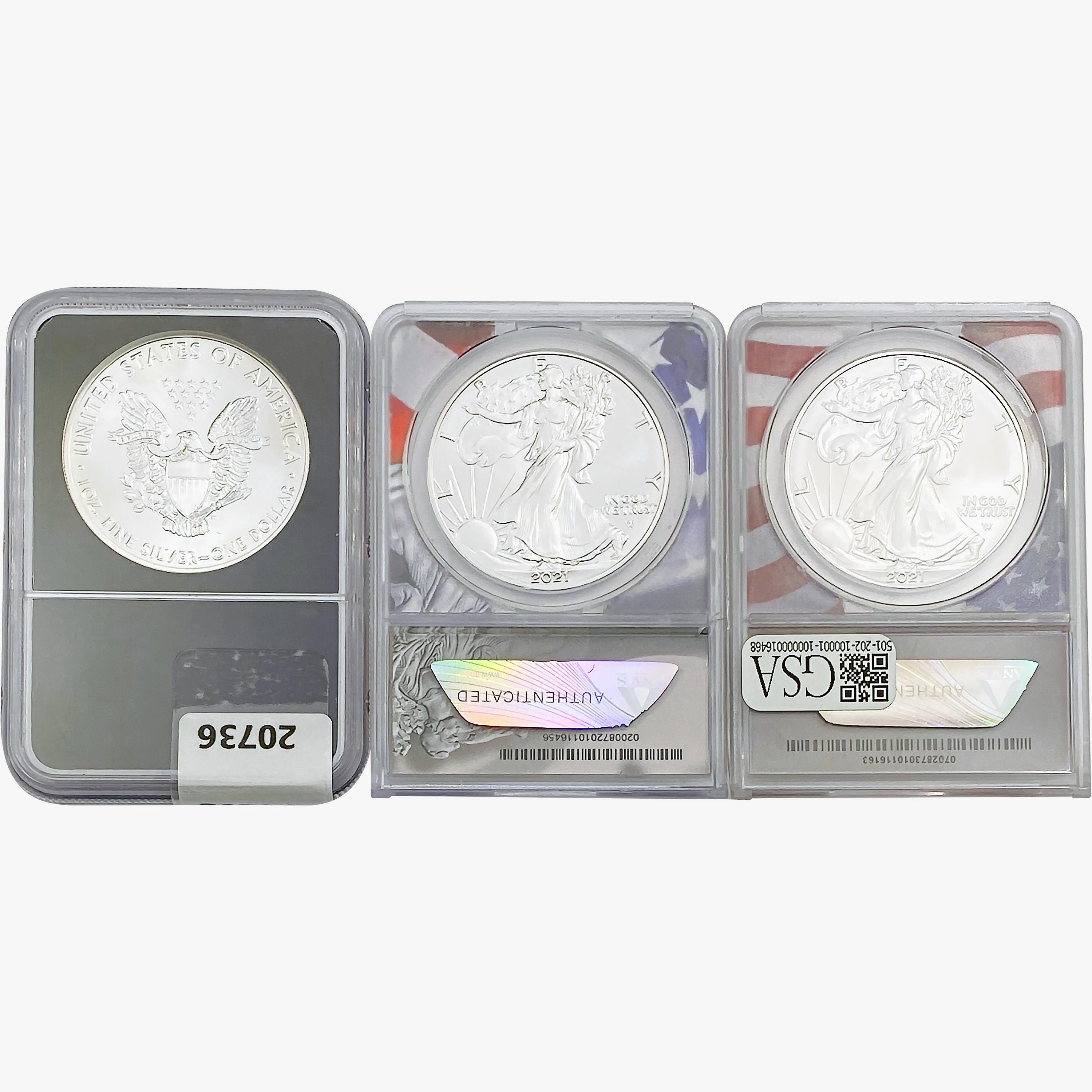 2021 [3] Silver Eagle ANACS/NGC MS69/70 T1&T2