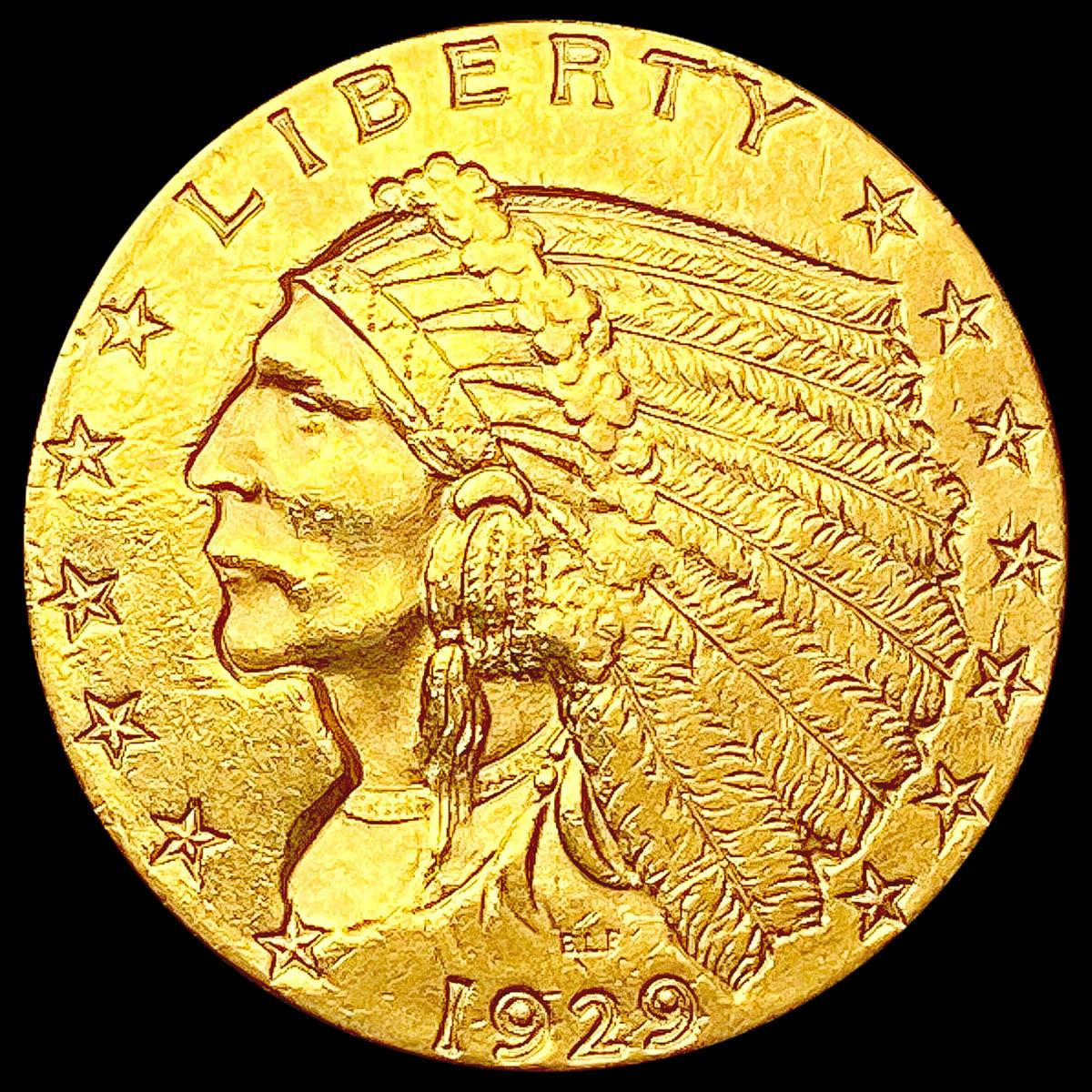 1929 $2.50 Gold Quarter Eagle CLOSELY UNCIRCULATED