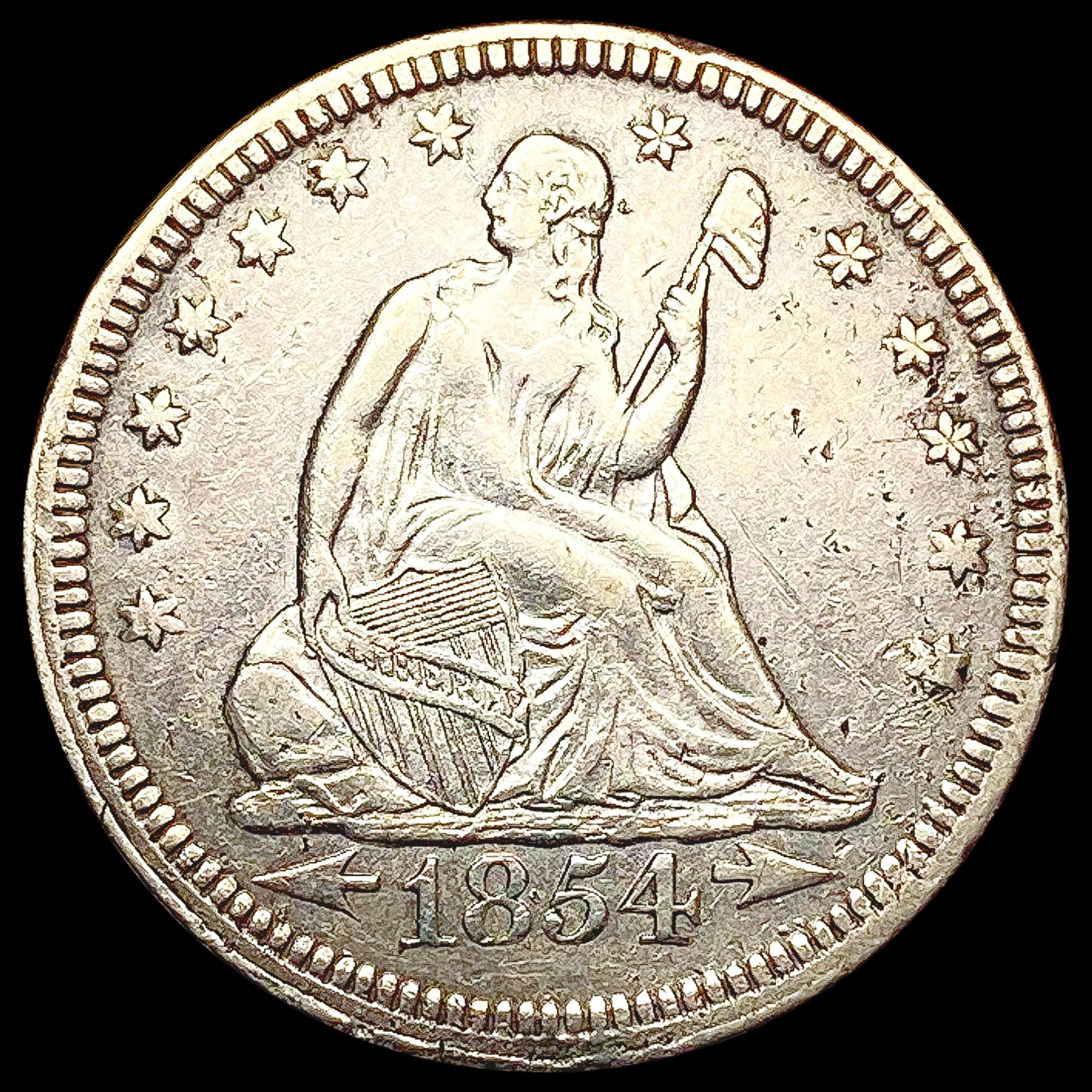 1854 Arws Seated Liberty Quarter NEARLY UNCIRCULAT