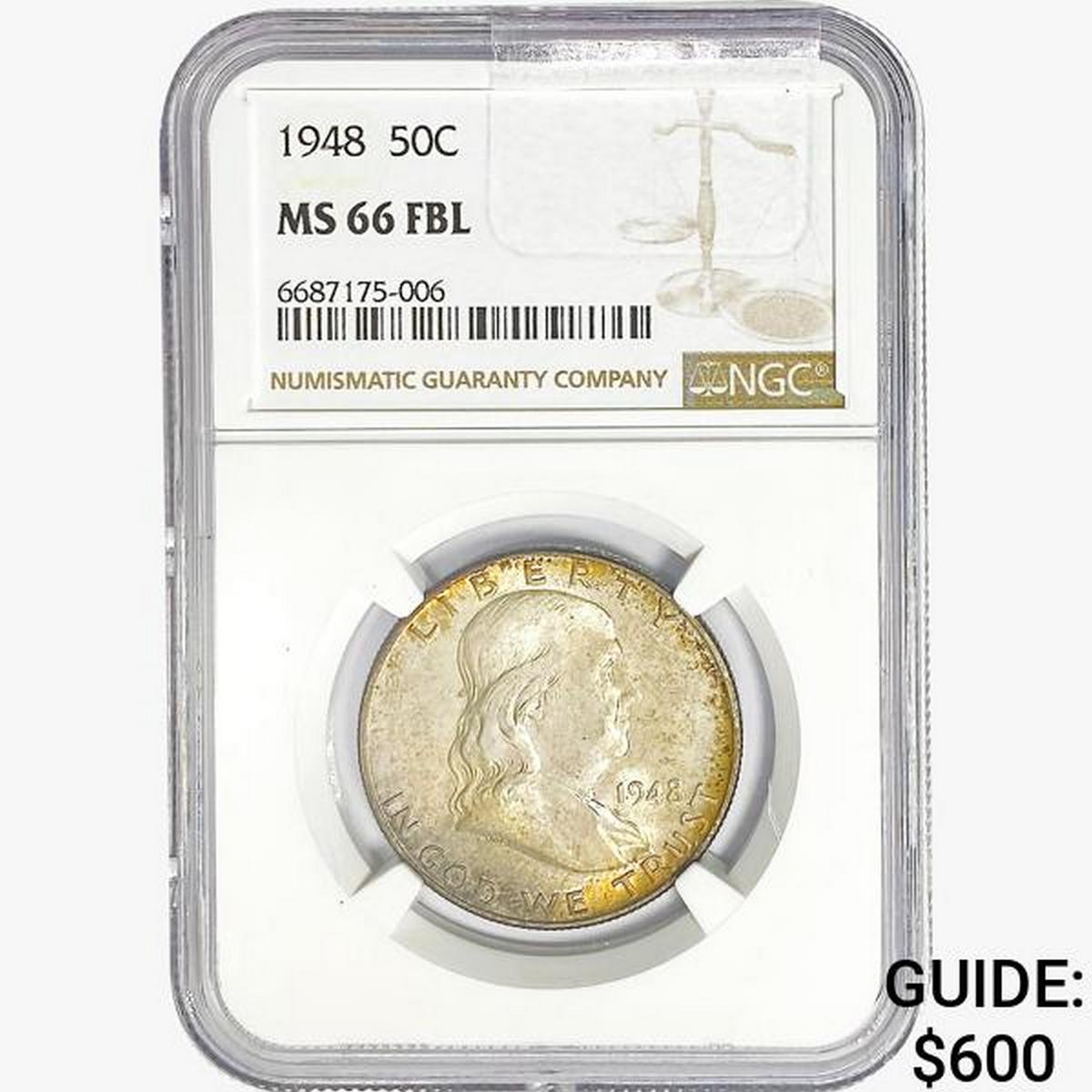 1948 Franklin Half Dollar NGC MS66 FBL