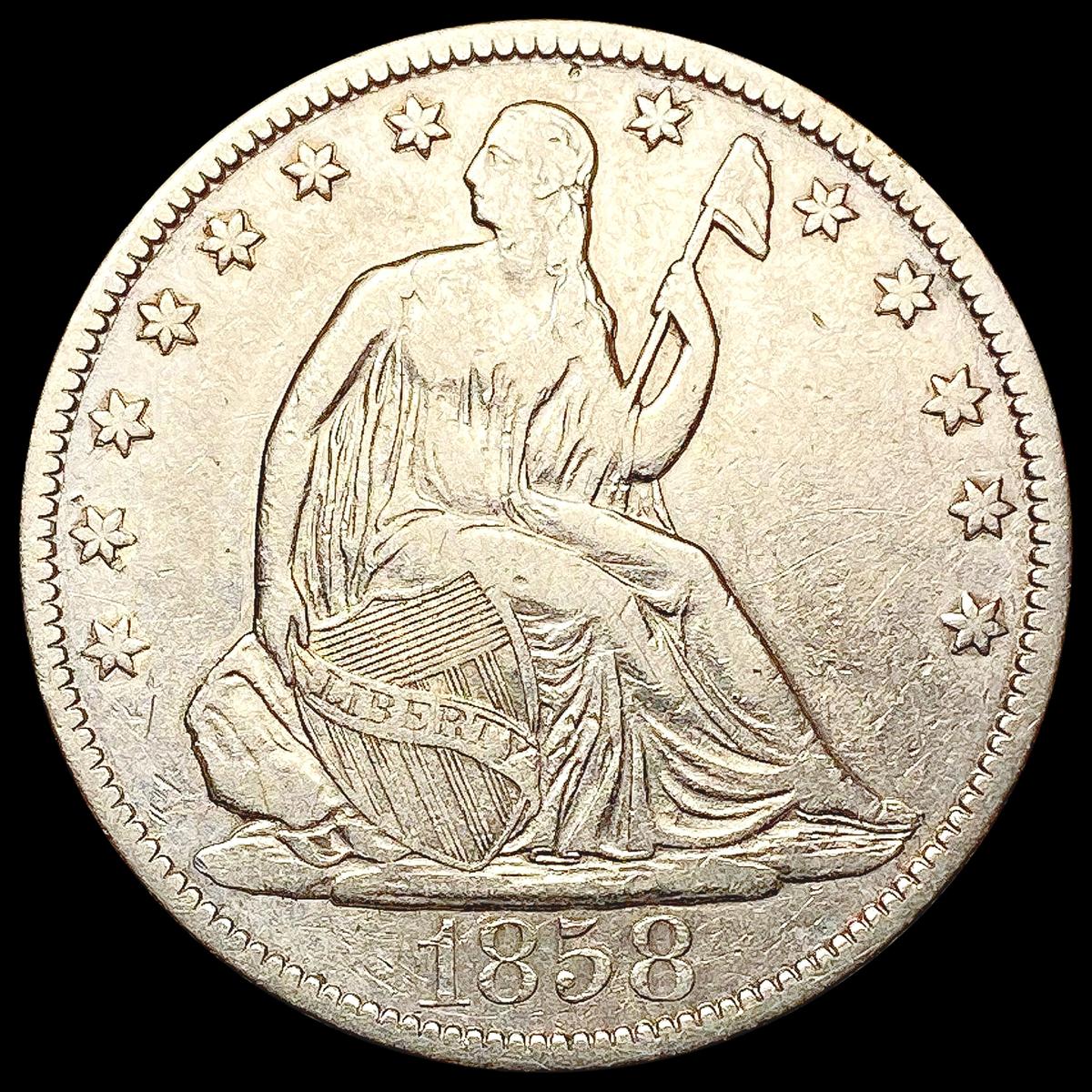 1858-O Seated Liberty Half Dollar NEARLY UNCIRCULA