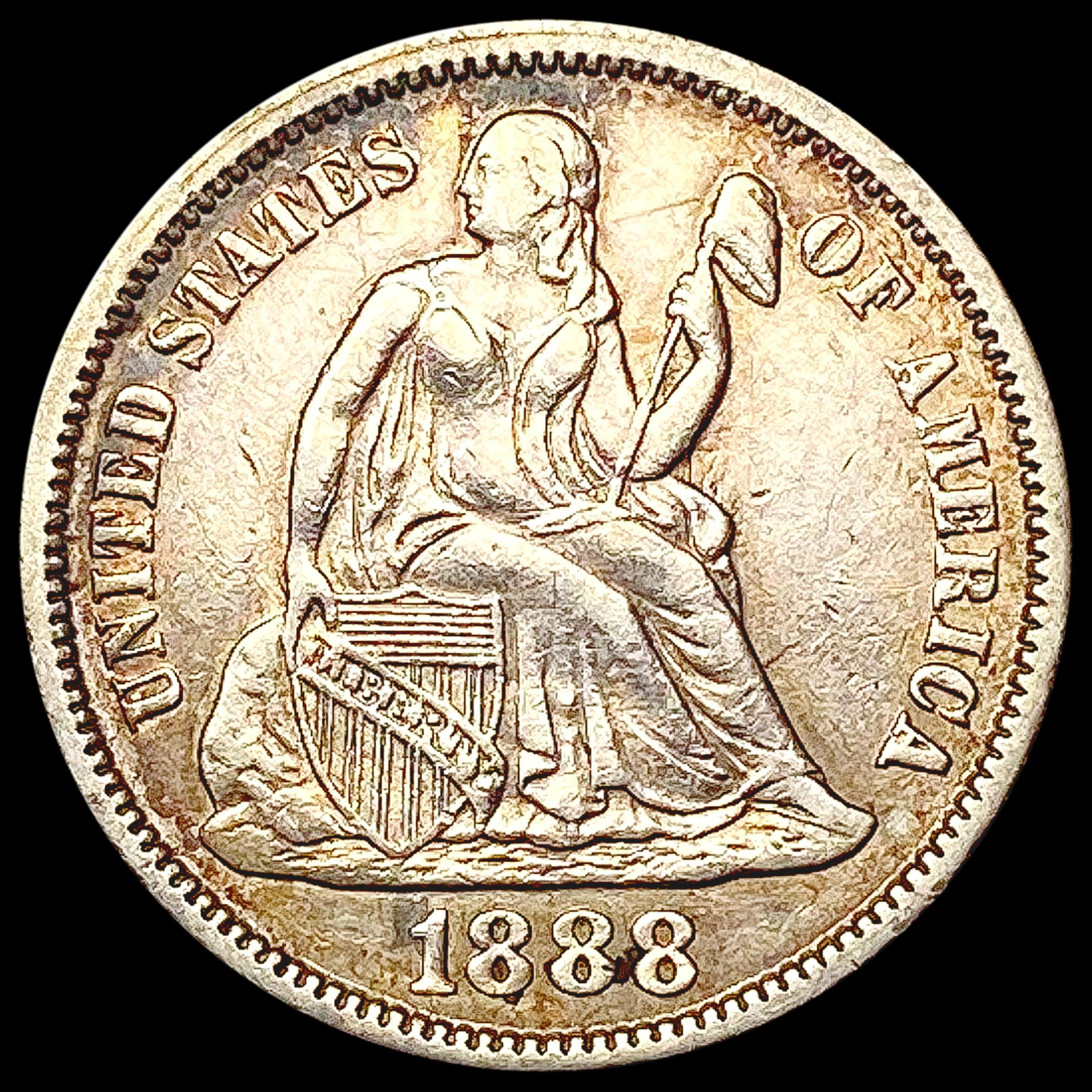 1888 Seated Liberty Dime CHOICE AU