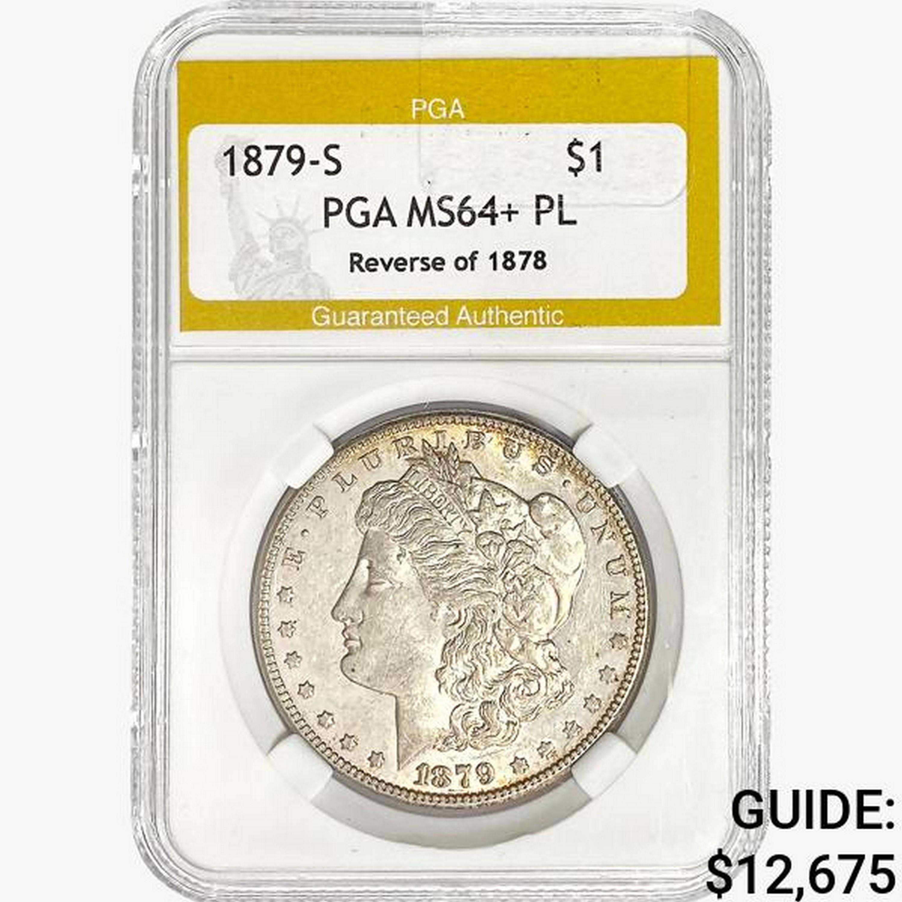 1879-S Morgan Silver Dollar PGA MS64+ PL REV 78