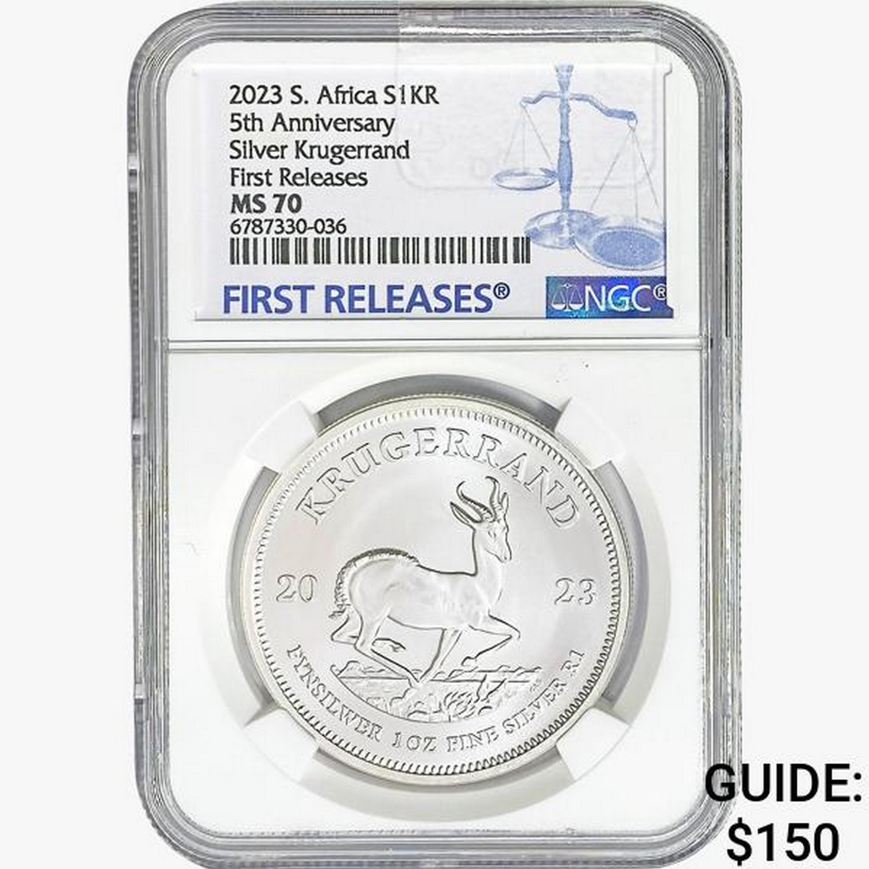 2023 1oz. Silver Krugerrand NGC MS70 FR, ANNIV.