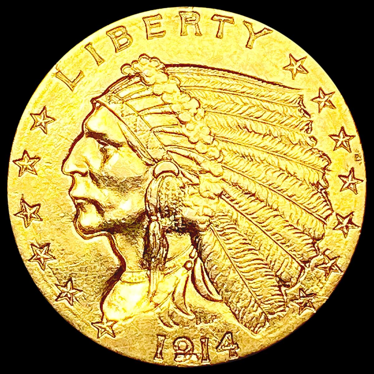 1914-D $2.50 Gold Quarter Eagle CLOSELY UNCIRCULAT