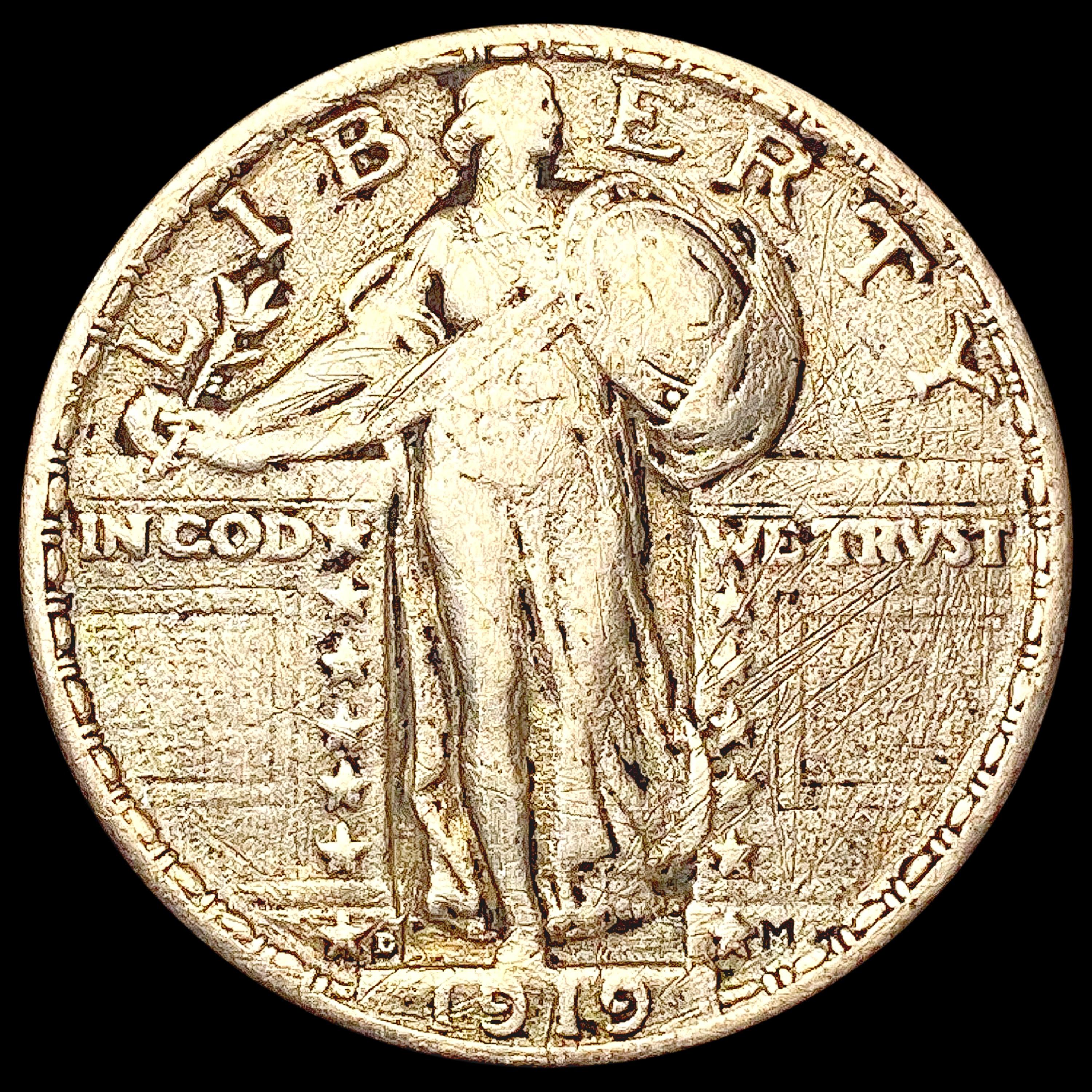 1919-D Standing Liberty Quarter LIGHTLY CIRCULATED