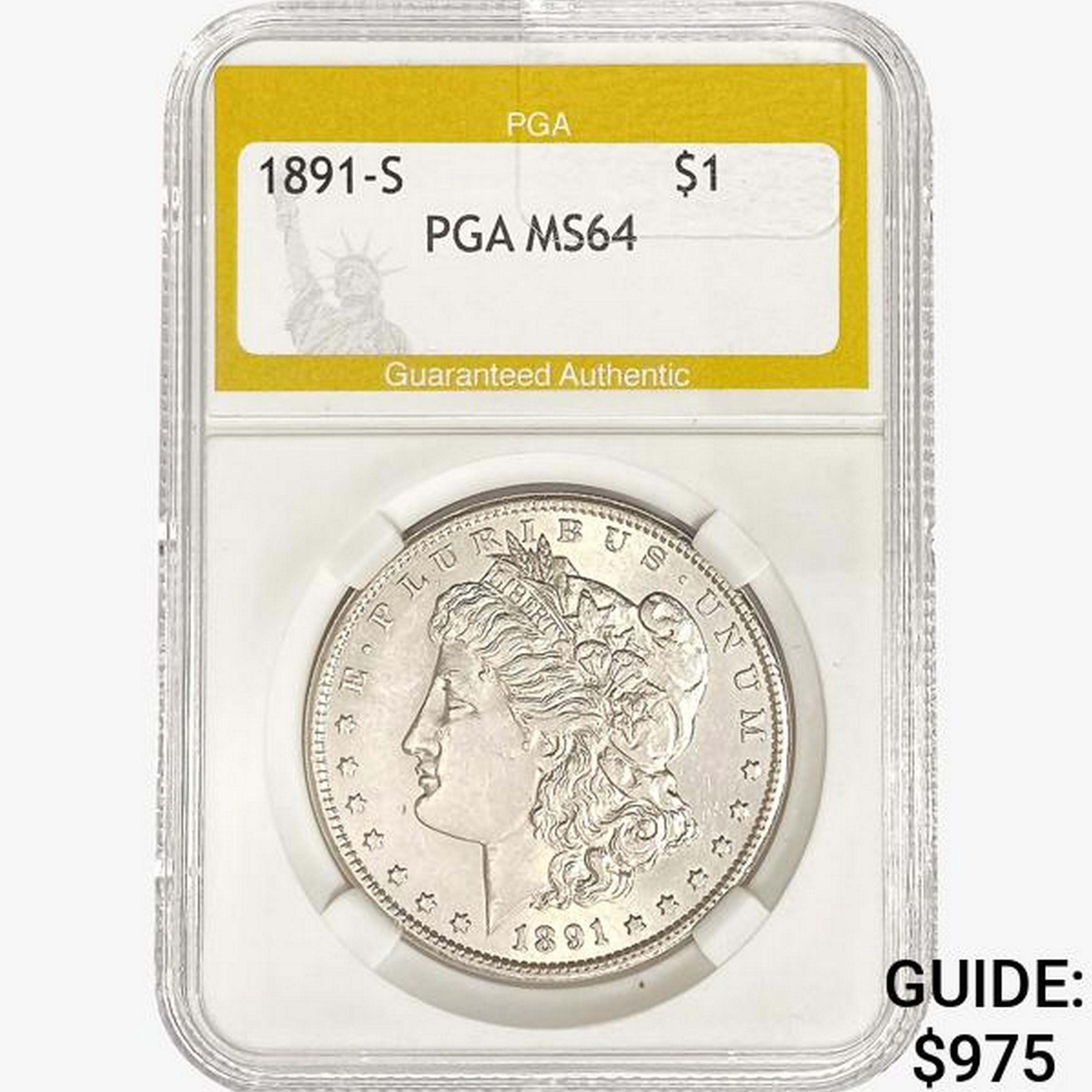 1891-S Morgan Silver Dollar PGA MS64