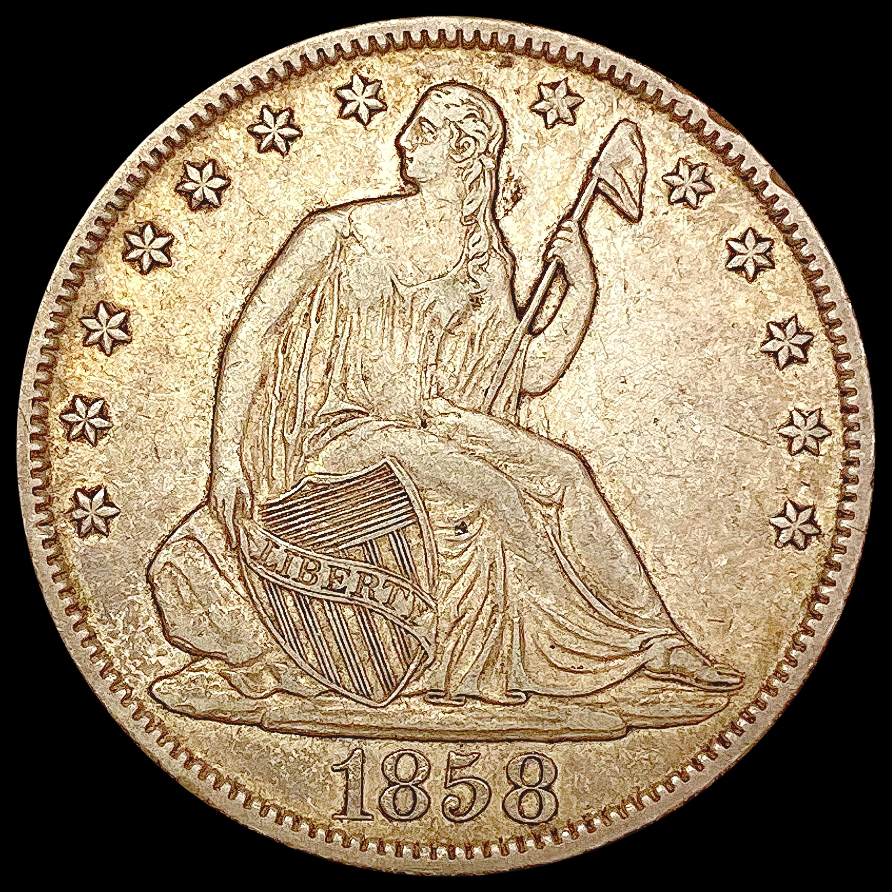 1858-O Seated Liberty Half Dollar CLOSELY UNCIRCUL