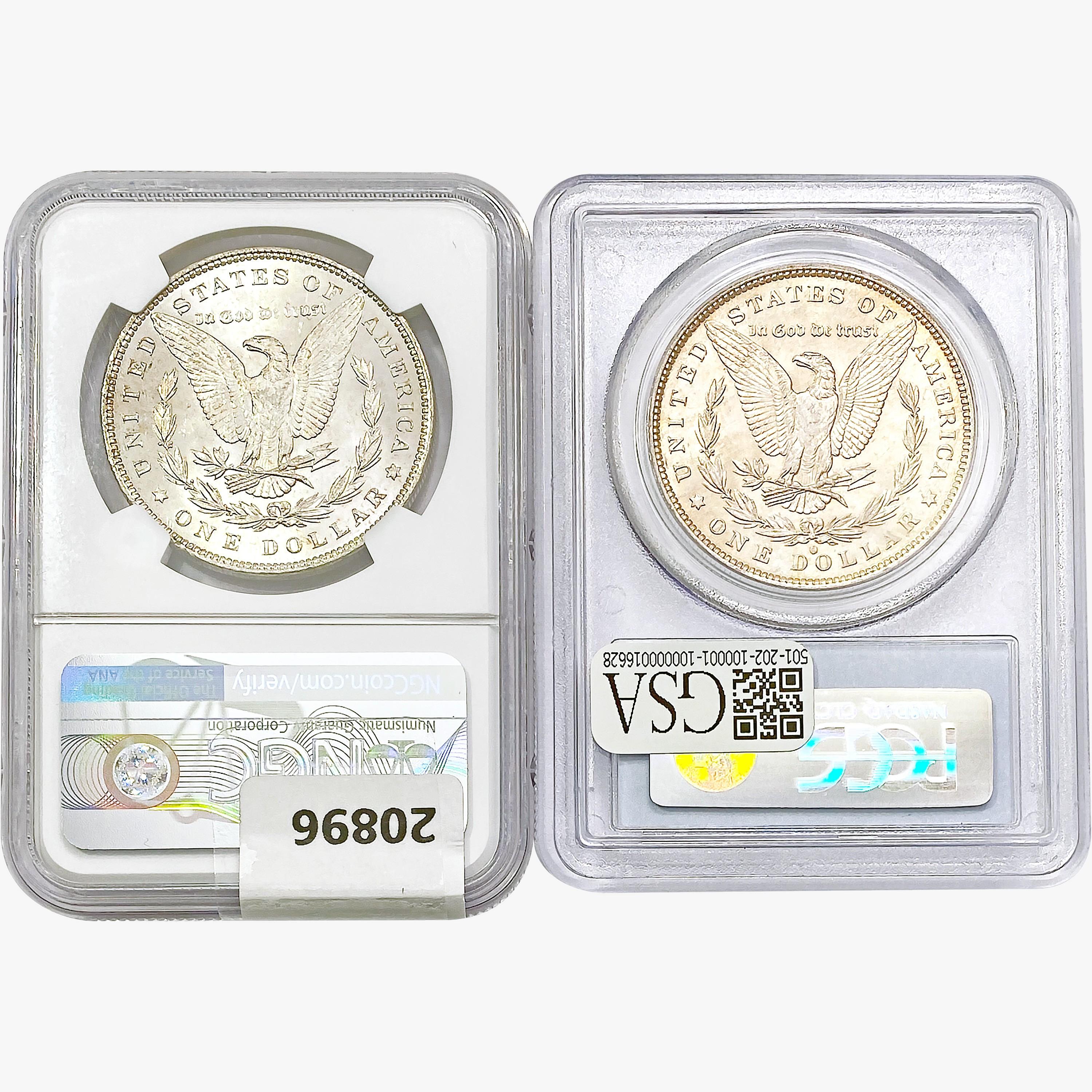 1882&1890 [2] Morgan Silver Dollar PCGS/NGC MS62