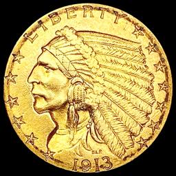 1913 $2.50 Gold Quarter Eagle CLOSELY UNCIRCULATED