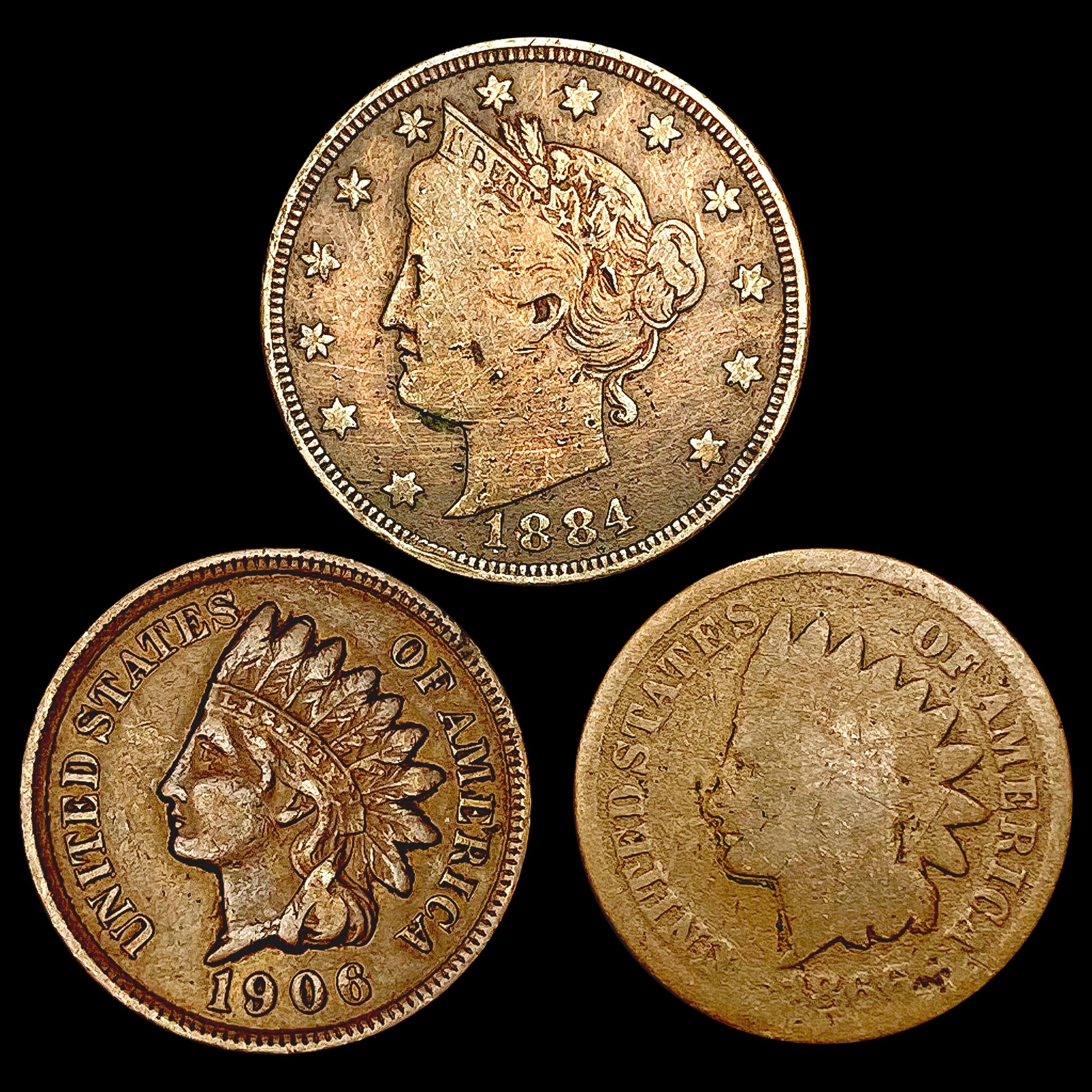 [3] Varied US Coinage [1866, 1884, 1906] HIGH GRAD