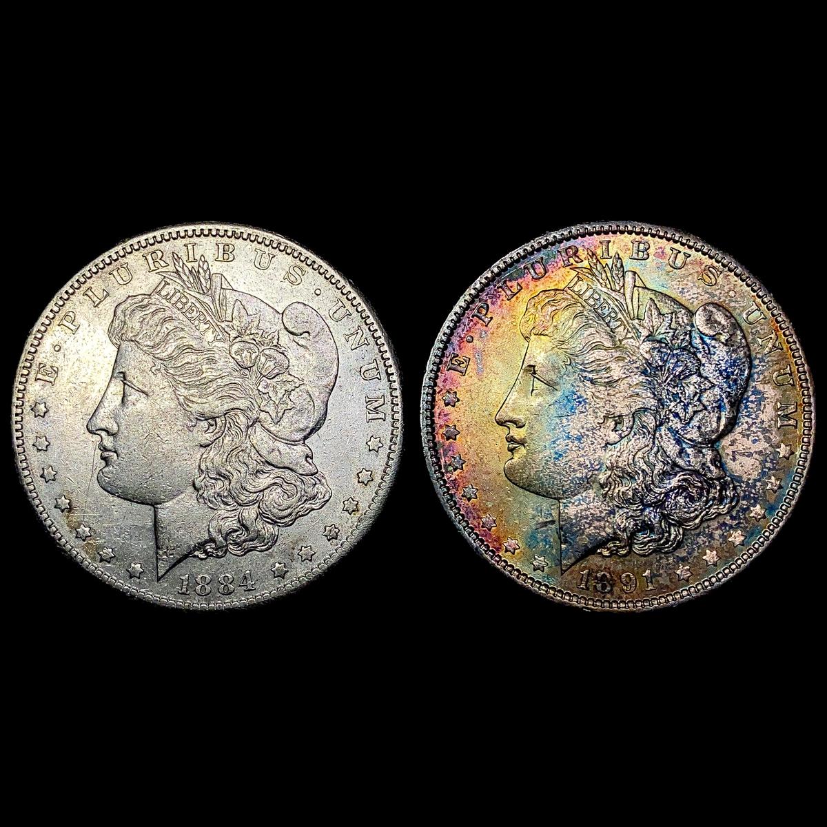 [2] Morgan Silver Dollars [1884-S, 1891[ UNCIRCULA