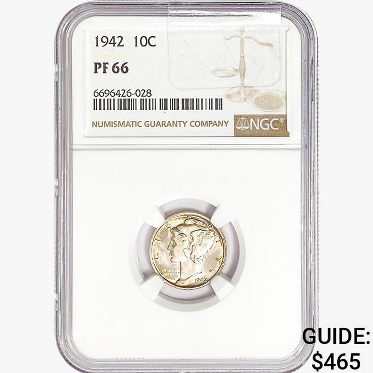 1942 Mercury Silver Dime NGC PF66