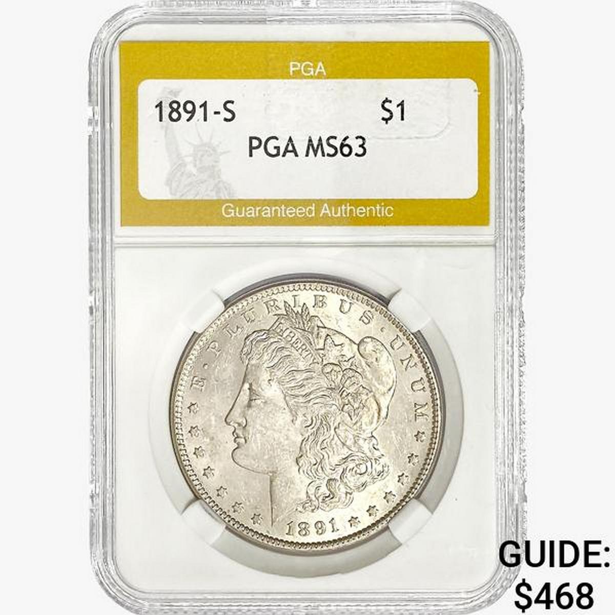 1891-S Morgan Silver Dollar PGA MS63