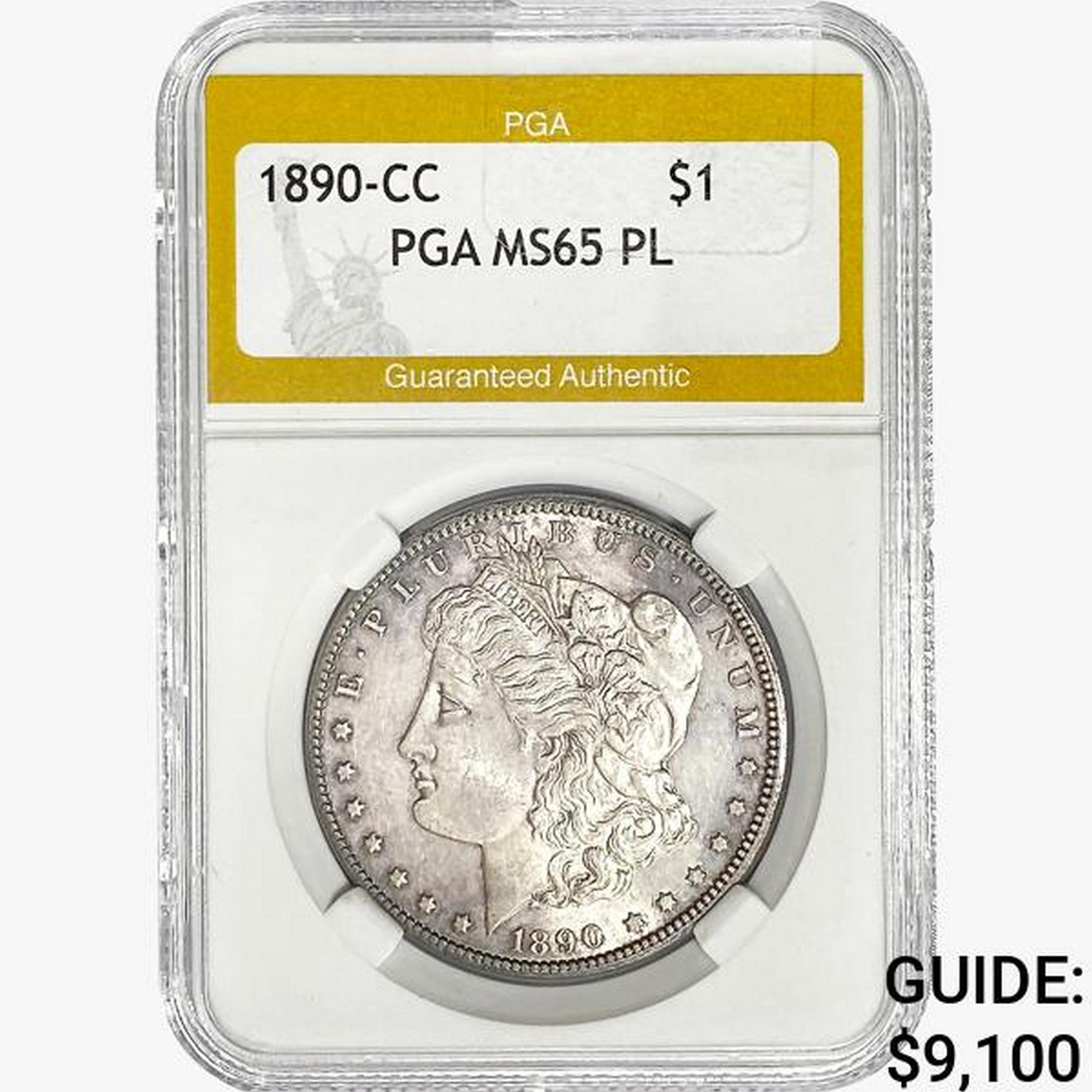 1890-CC Morgan Silver Dollar PGA MS65 PL