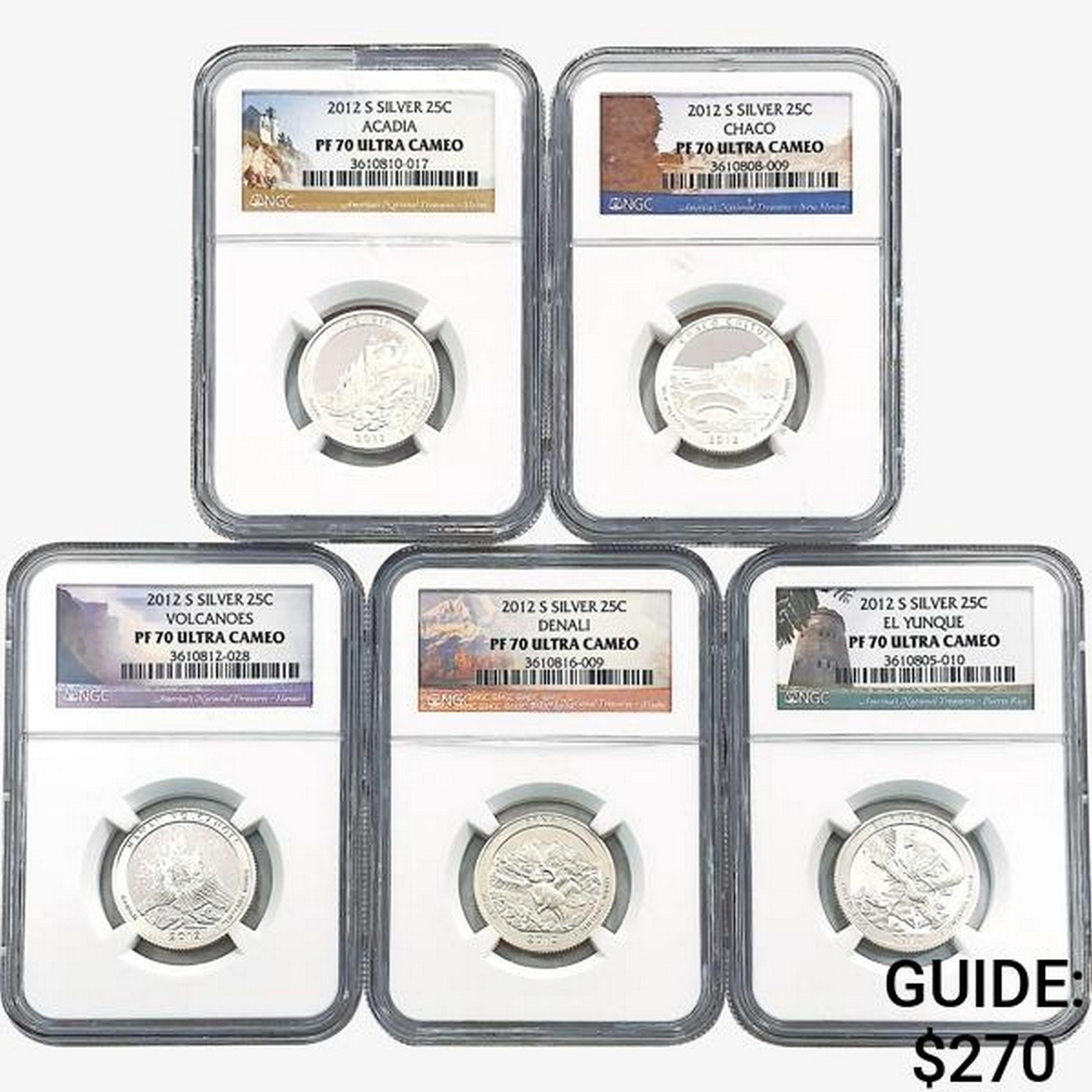 2012-S [5] US Nat'l Treasures 25C Set NGC PF70 UC