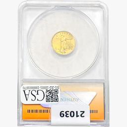 2021 $5 1/10oz. A.G.E. ANACS MS70 Ty II, FR