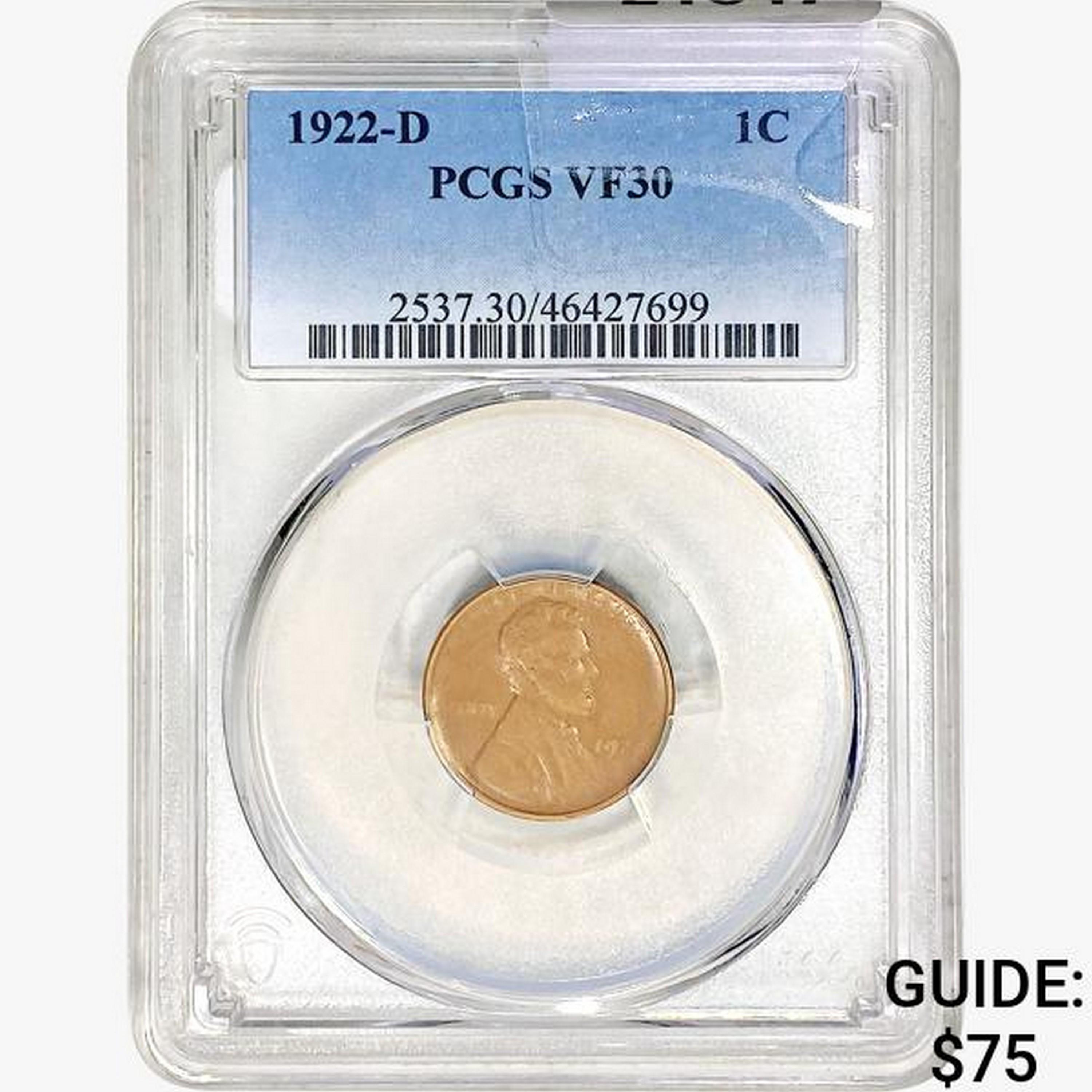 1922-D Wheat Cent PCGS VF30