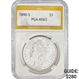 1890-S Morgan Silver Dollar PGA MS63