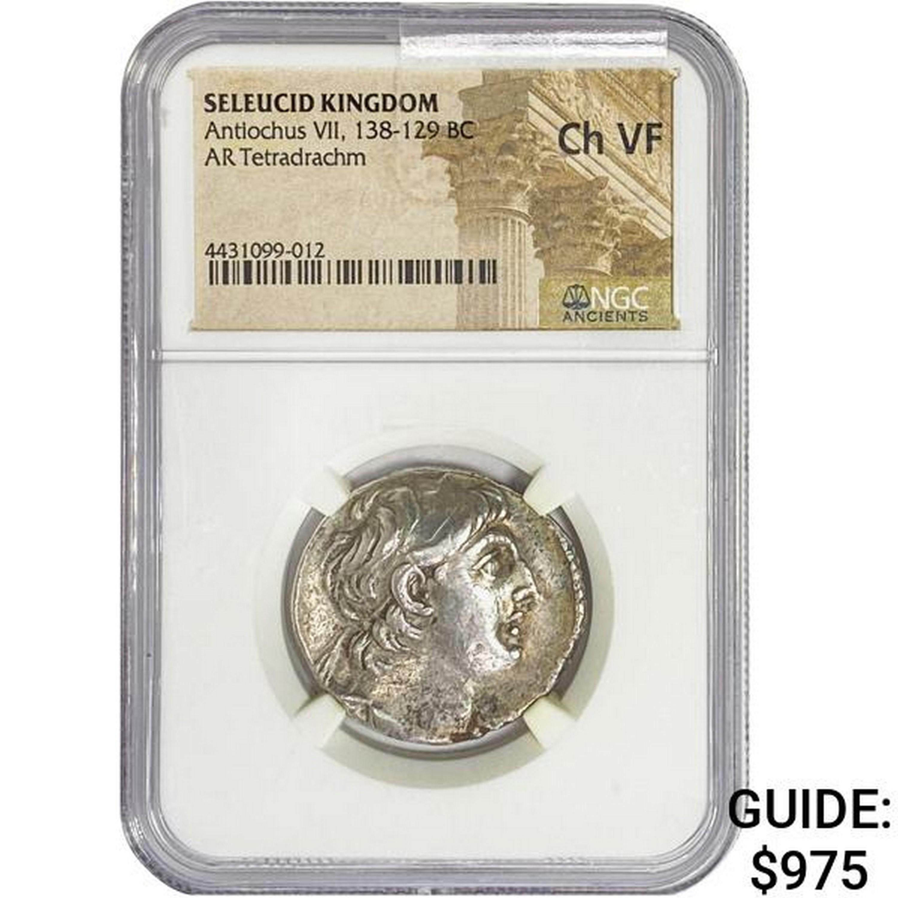 138-129 BC Seleucid Kingdom AR Tetradrachm NGC Ch